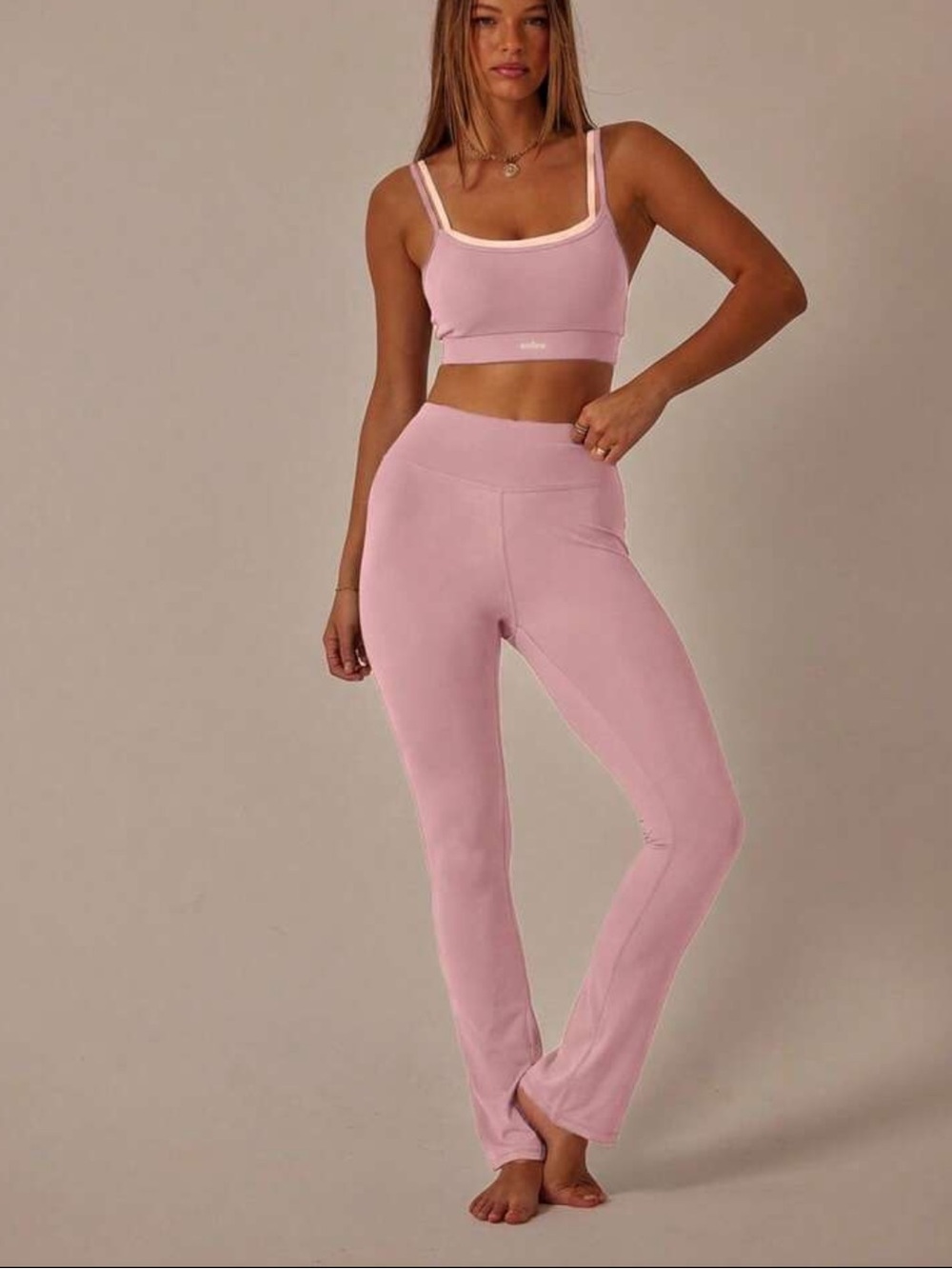 Blush Pink Active Set - Crop Tank & High-Rise Pants